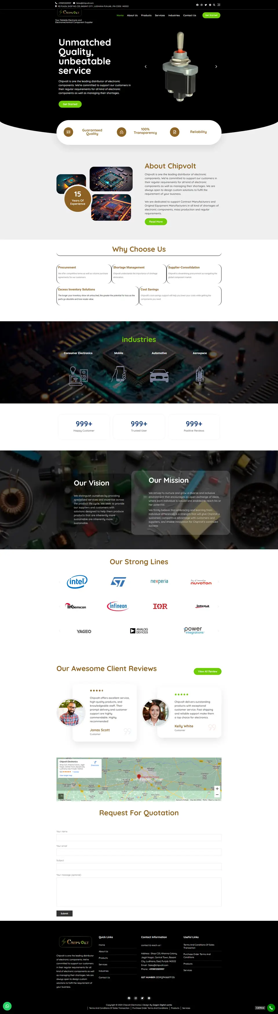 Chipvolt Electronics website designed by Gagan Digital Works, Ludhiana